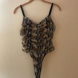 BNWT snakeskin ruched bodysuit size medium